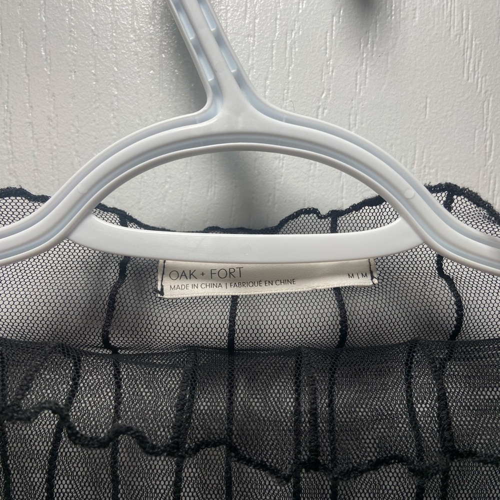 OAK + FORT Black Pleated Ruffled Blouse - Picture 2 of 2